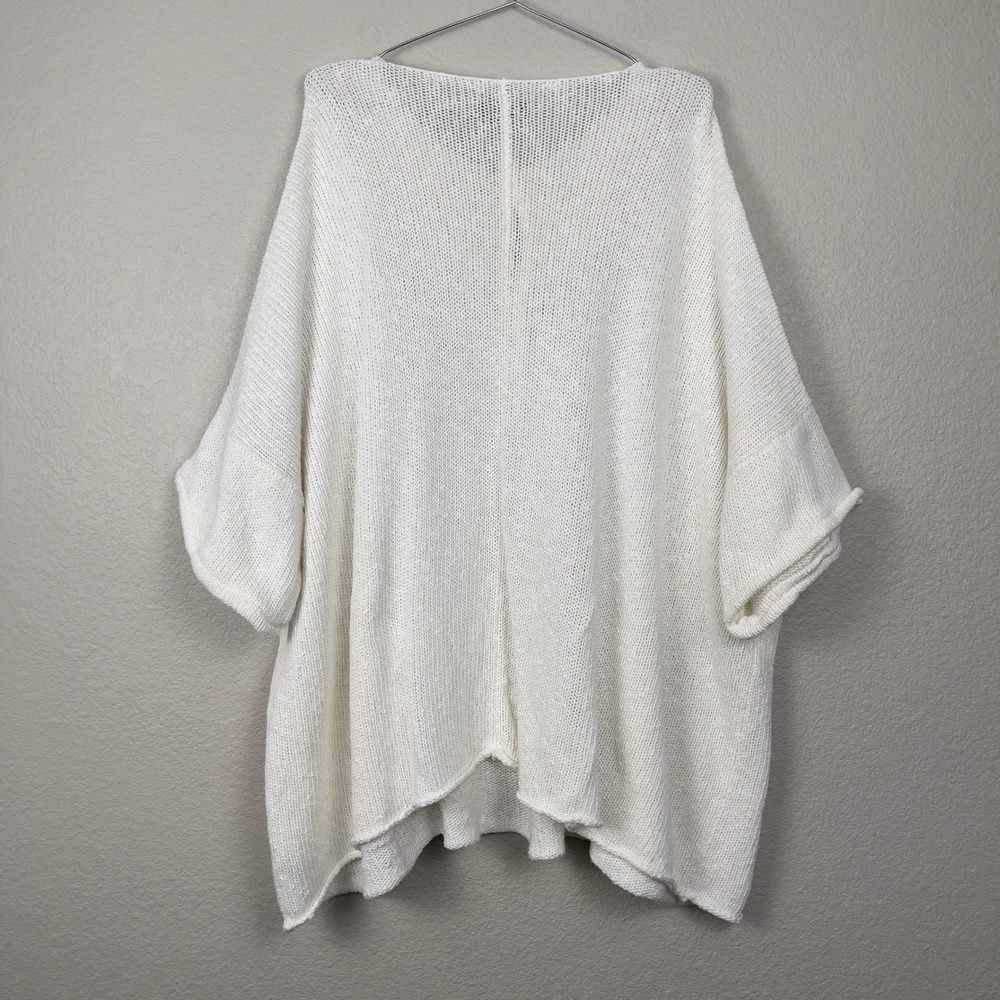 Eskandar Cardigan Sweater Cotton Linen Oversized Knit OS Ivory Cream‎ Lagenlook - Picture 2 of 13